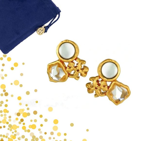 Tory Burch Roxanne Clear Cluster Earrings NWOT